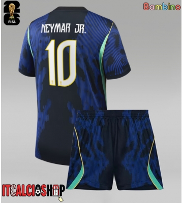 Brasile Neymar Jr #10 Seconda Maglia Bambino Mondiali 2026 Manica Corta (+ Pantaloni corti)